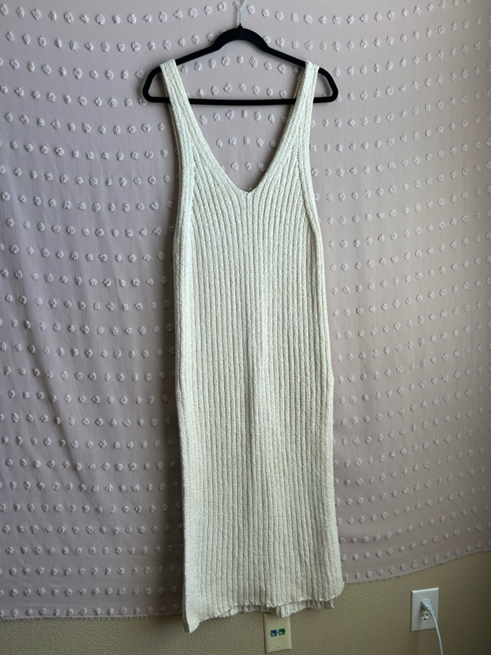 Free People Sleeveless V Neck‎ Knit Maxi Dress Sz L White